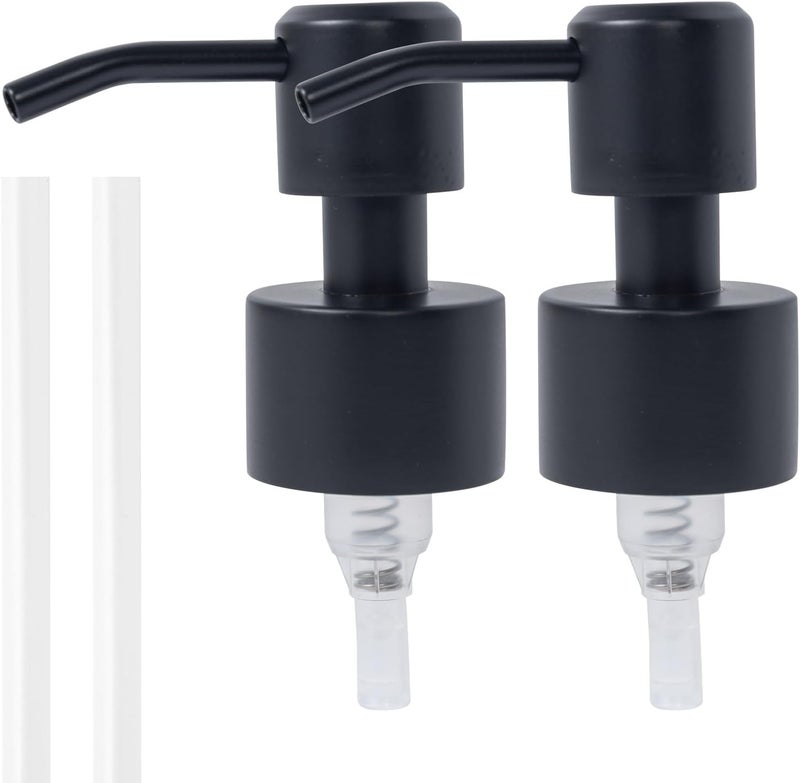 KAROGOGH Stainless Steel Soap Dispenser Pump, Modern Design, 2-Pack (Black) - Image 1